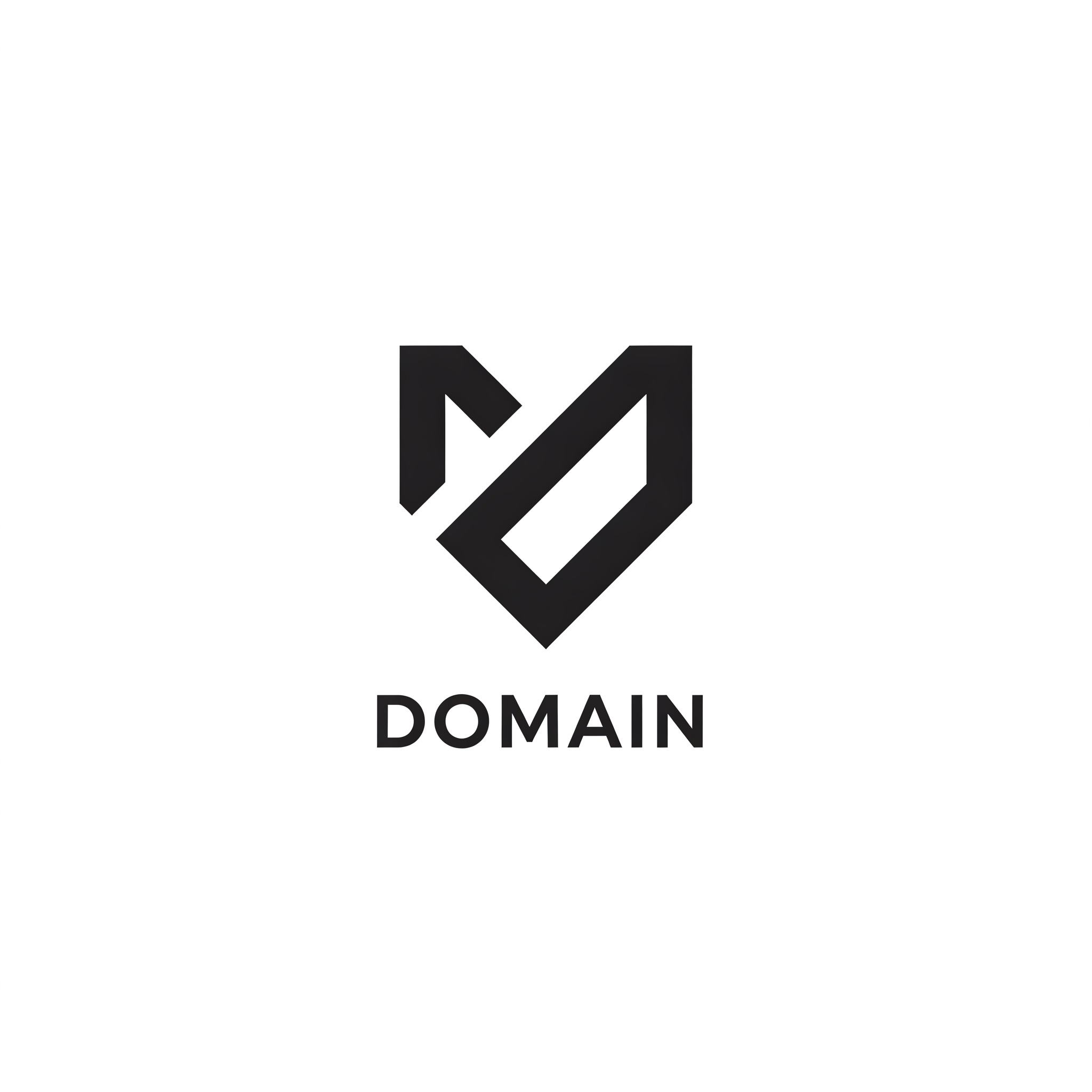 Black logo featuring a stylized heart and geometric shapes with the word 'DOMAIN' below.